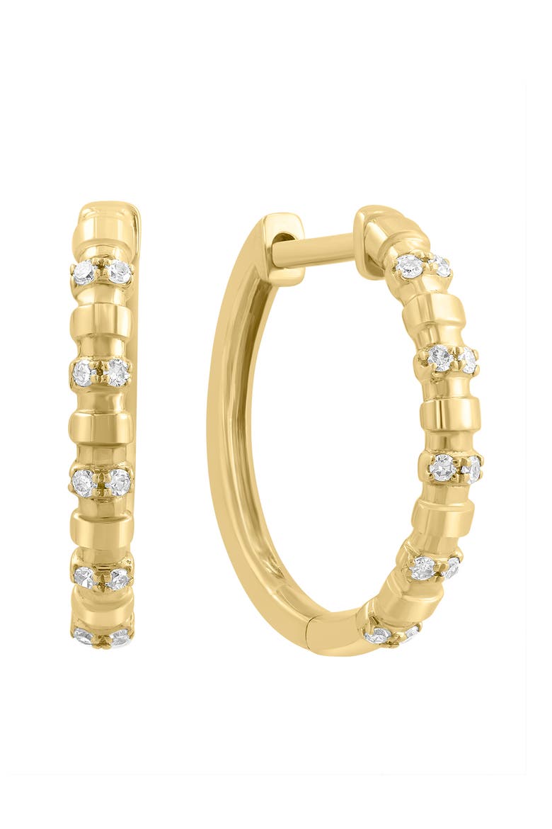 Diamond Accent Hoop Earrings in 14K Yellow Gold, Alternate, color, 14K Yellow Gold