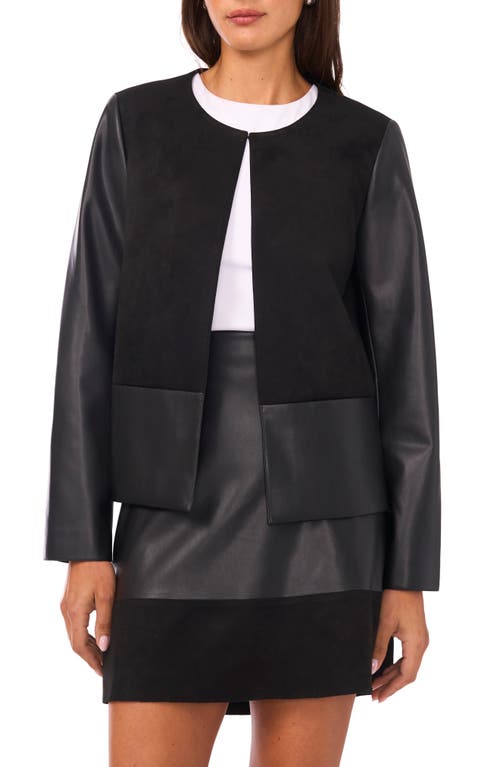 Vince Camuto Faux Suede & Faux Leather Jacket In Black