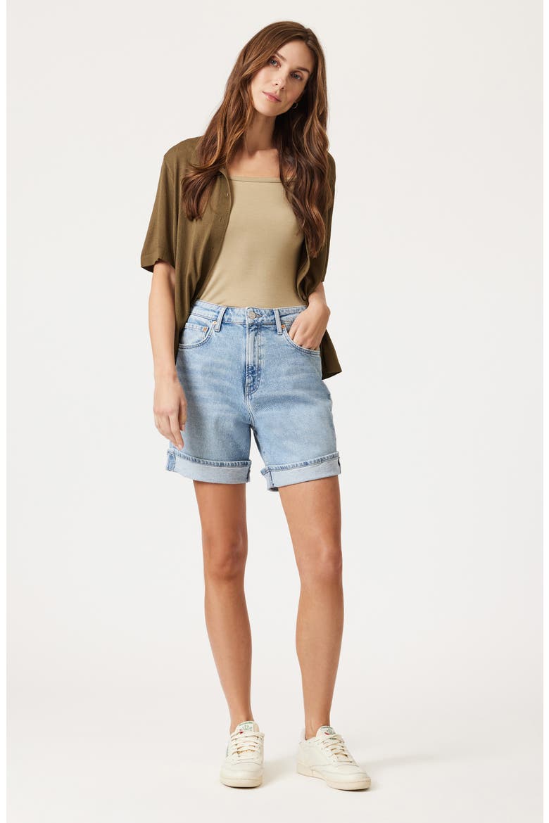 Heidi High Waist Cuffed Relaxed Denim Shorts, Alternate, color, LIGHT BLUE 90S