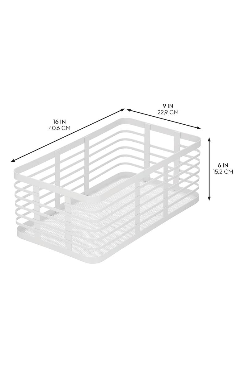 mDesign Metal Pantry Basket with Handles - Set of 2 - Matte White, Alternate, color, Matte White