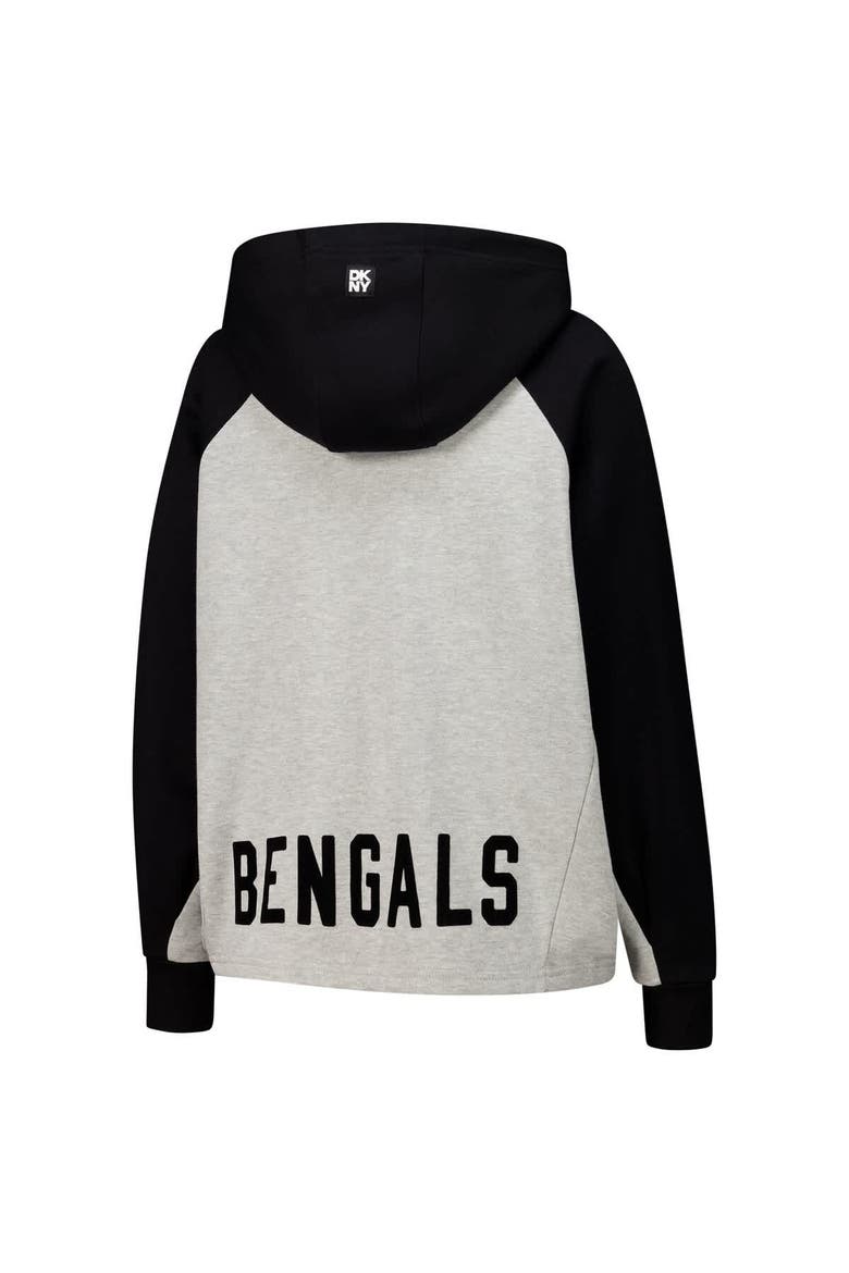 Women's DKNY Sport Gray/Black Cincinnati Bengals Joy Cropped Raglan Pullover Hoodie, Alternate, color, Gray