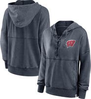 FANATICS Women's Fanatics Branded Heathered Charcoal Wisconsin Badgers Overall Speed Lace-Up Pullover Hoodie
