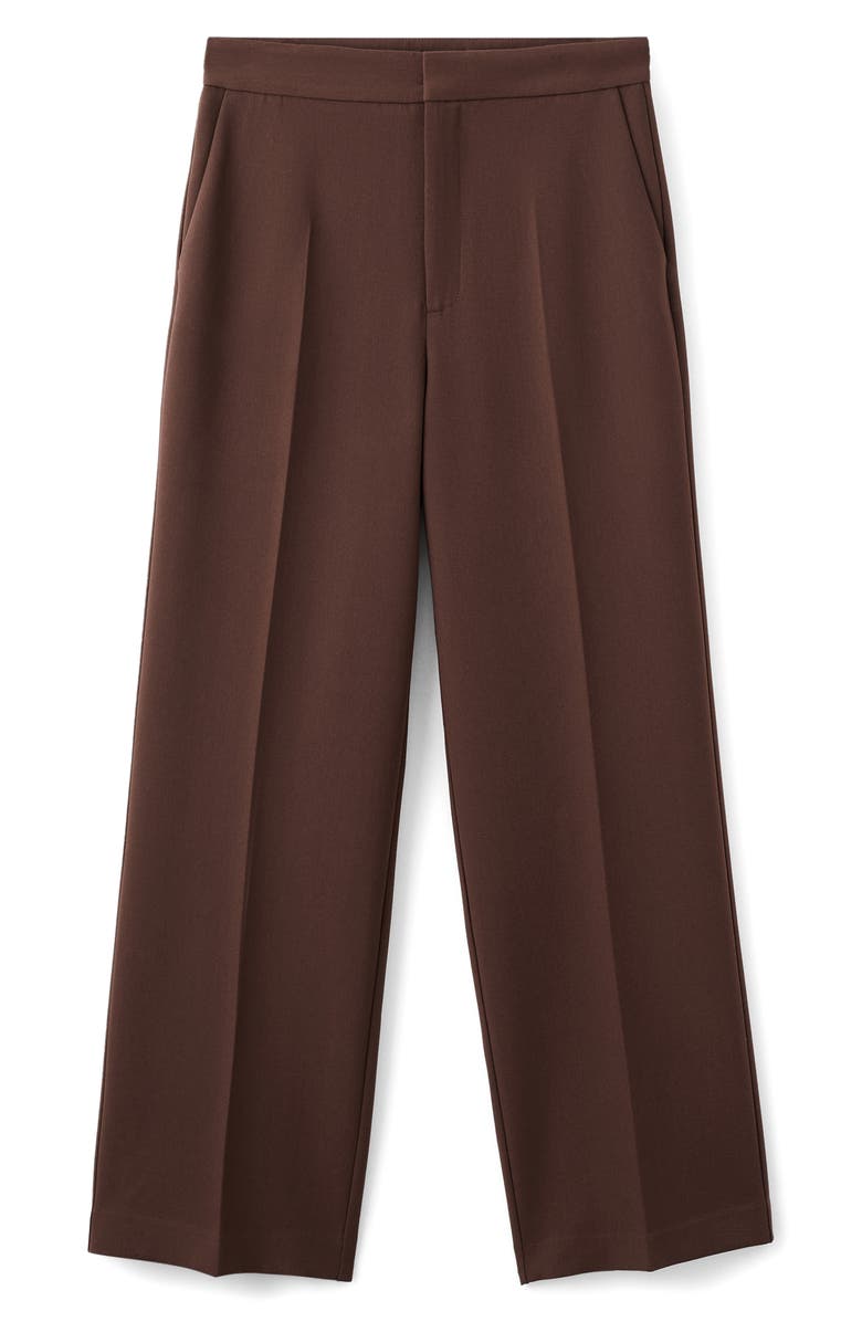 MANGO High Waist Straight Leg Pants, Alternate, color, Chocolate