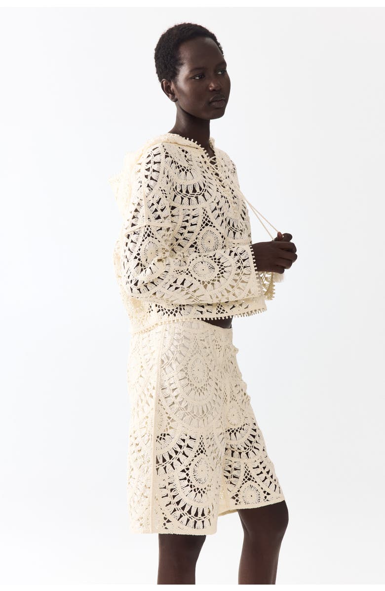 H&M Crochet-look bermuda shorts, Alternate, color, Cream