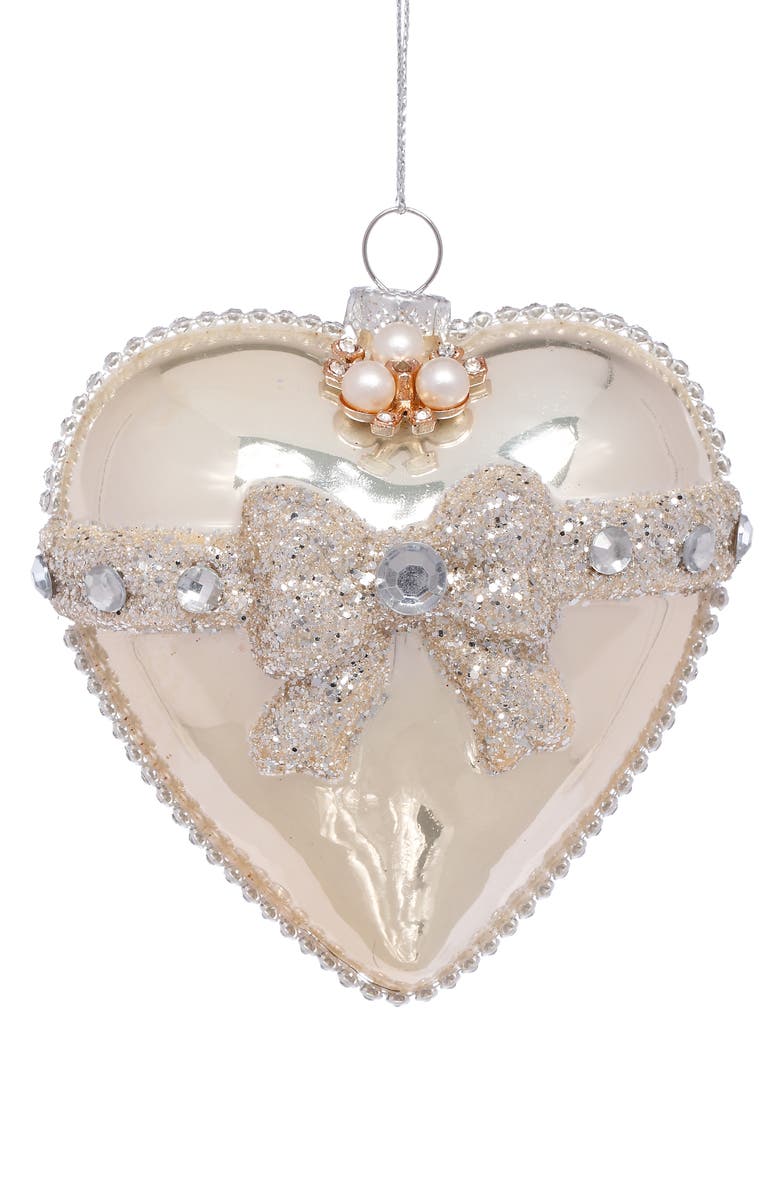 Mark Roberts Silver Heart with Jeweled Bow Ornament, Set of 6, Main, color, Silver