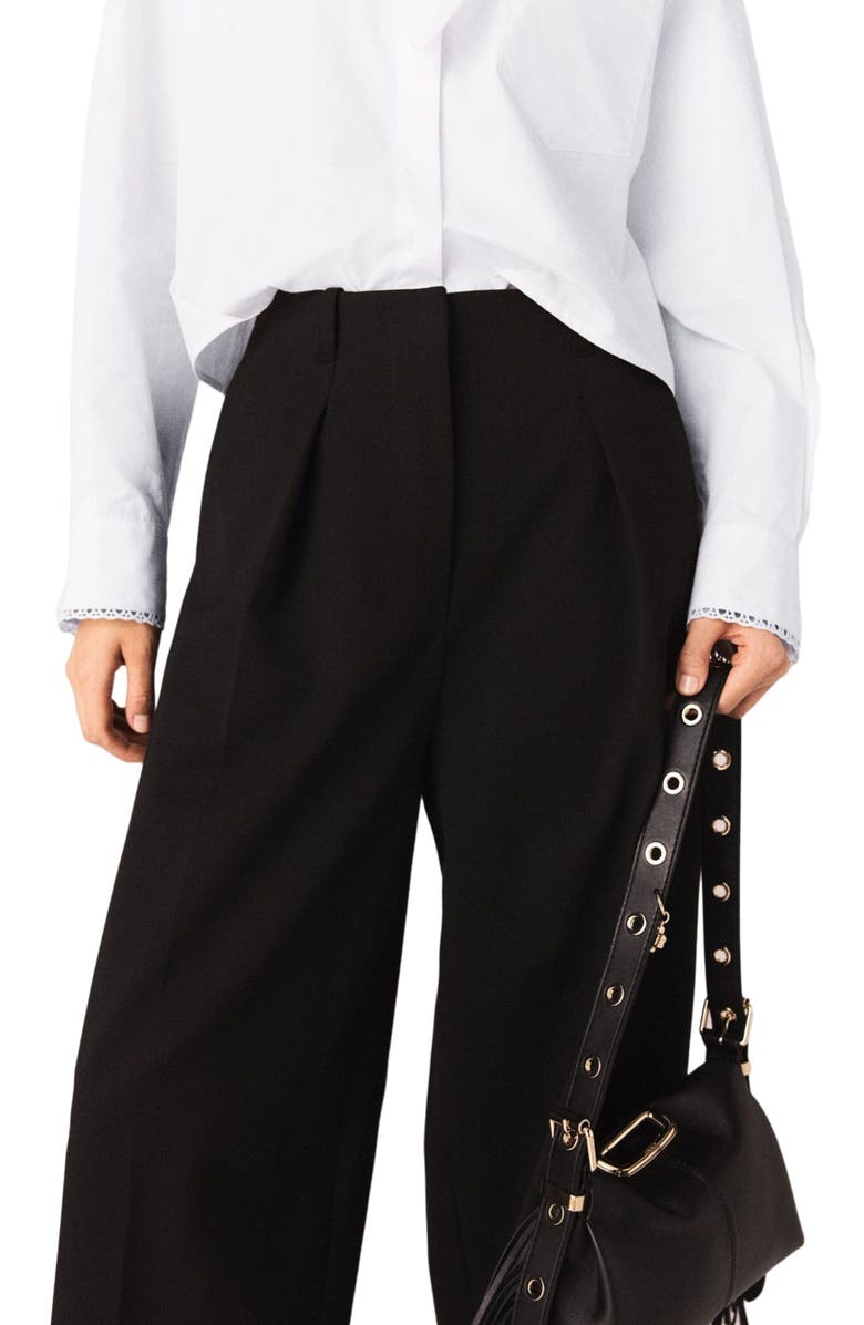 maje Balloon suit trousers, Alternate, color, Black