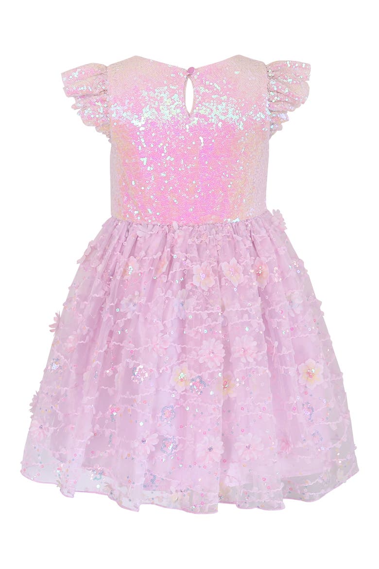 Kids' Sequin Flutter Sleeve Party Dress, Alternate, color, ORCHID