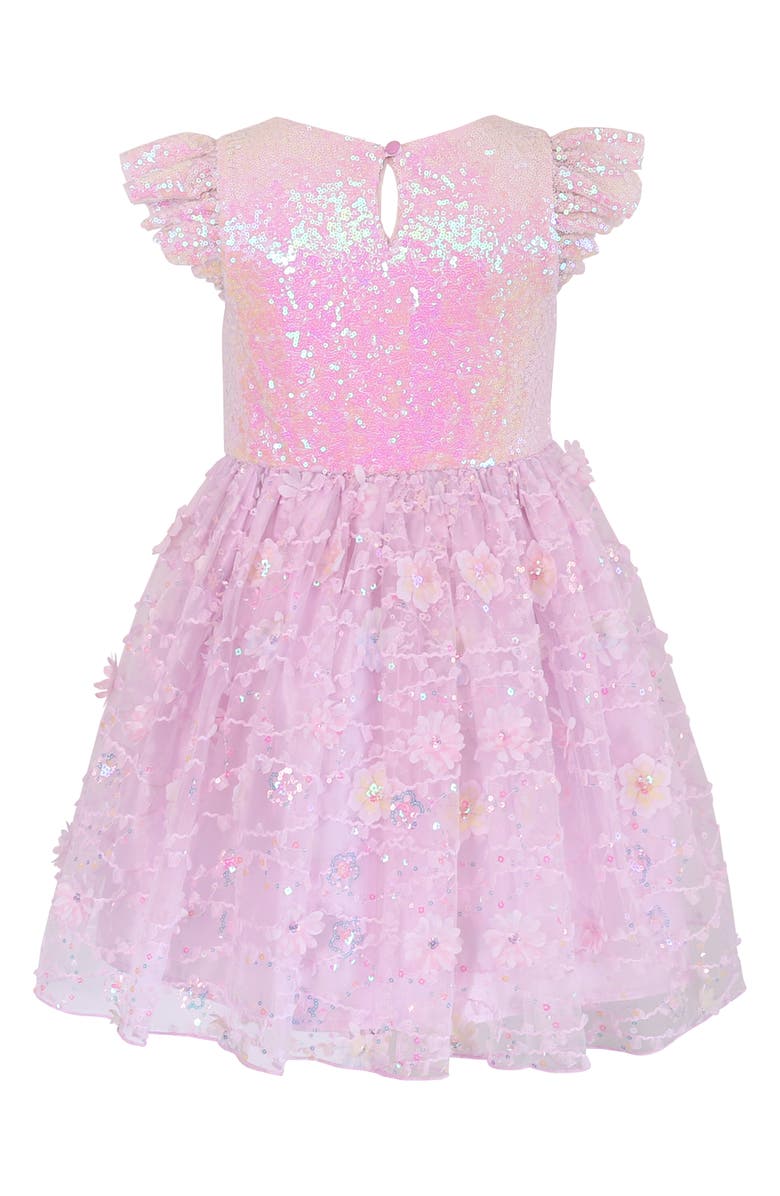 Zunie Kids' Sequin Flutter Sleeve Party Dress, Alternate, color, Orchid