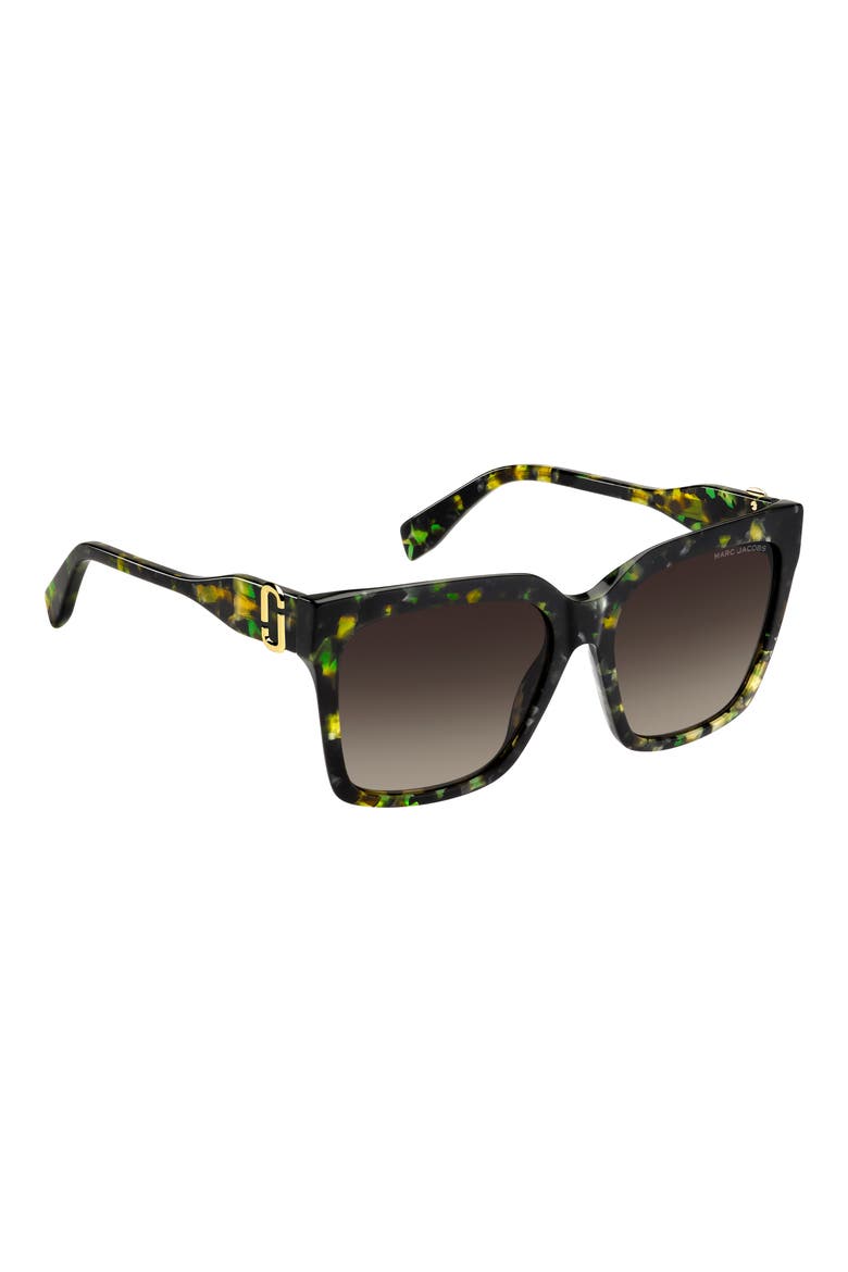 57mm Gradient Square Sunglasses, Alternate, color, GREEN TORTOISESHELL