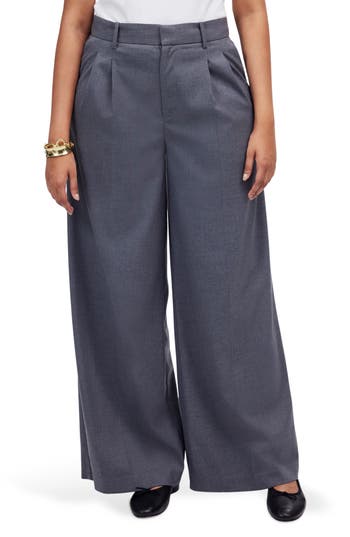 Madewell The Harlow Superwide Leg Twill Pants In Gray