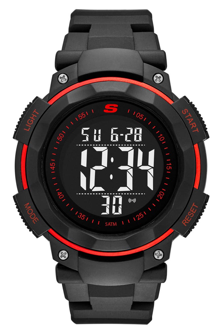 Ruhland Digital Sport Watch, 45mm, Main, color, BLACK/ RED