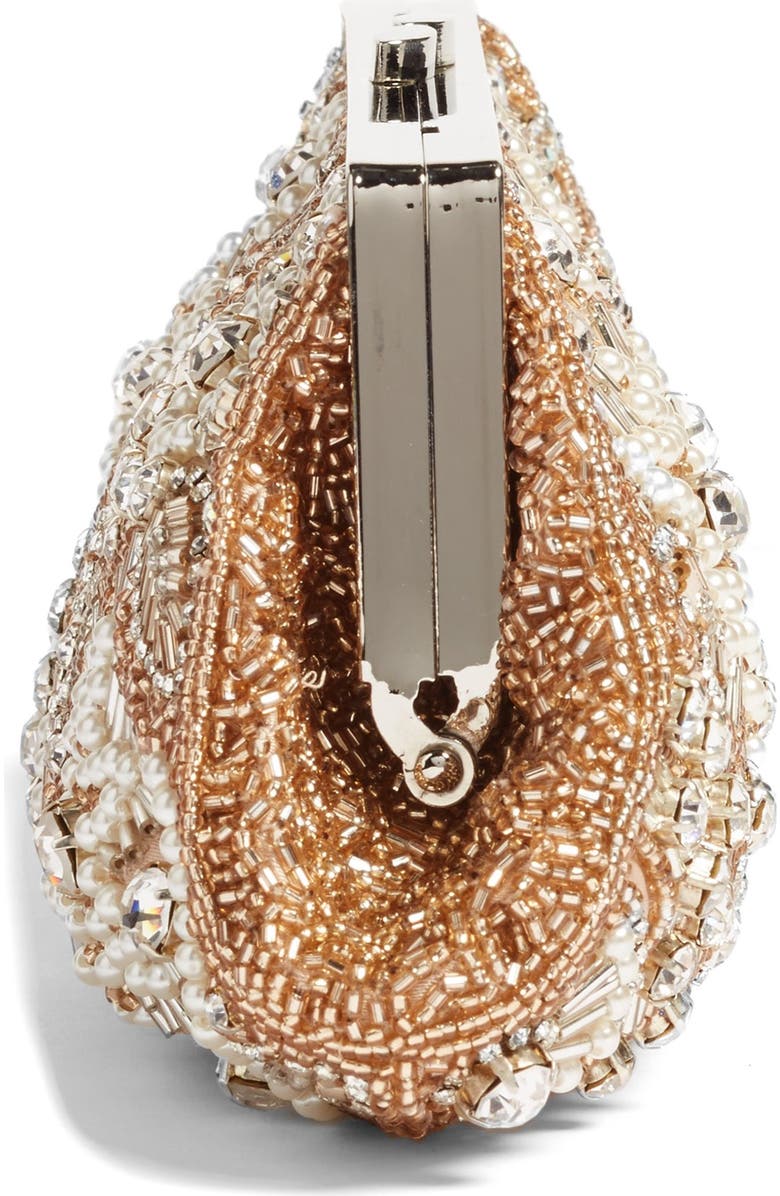 Glint Floral Beaded Pouchette Clutch, Alternate, color,