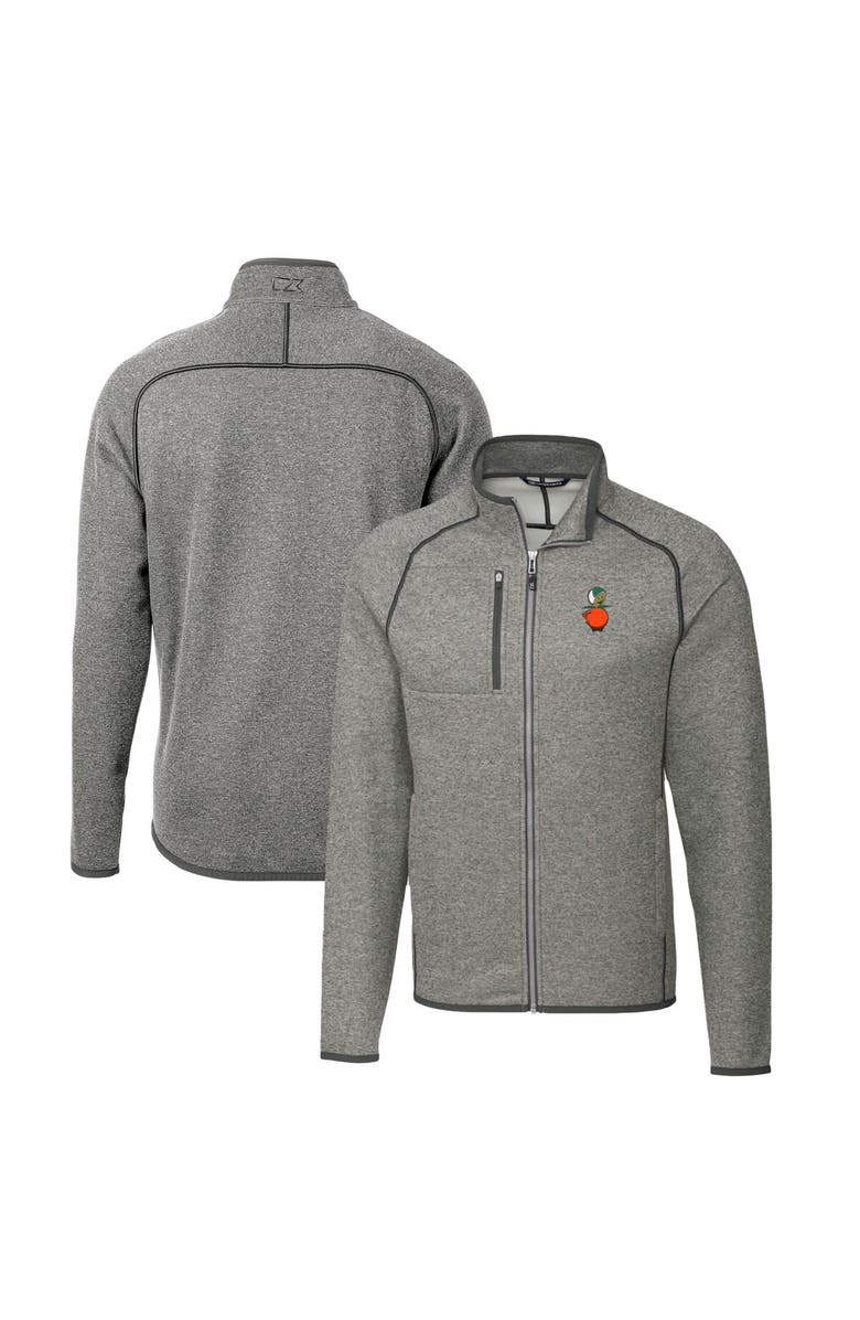 Cutter & Buck Men's Cutter & Buck Heather Gray UCF Knights Mainsail Sweater-Knit Big & Tall Full-Zip Jacket, Main, color, 