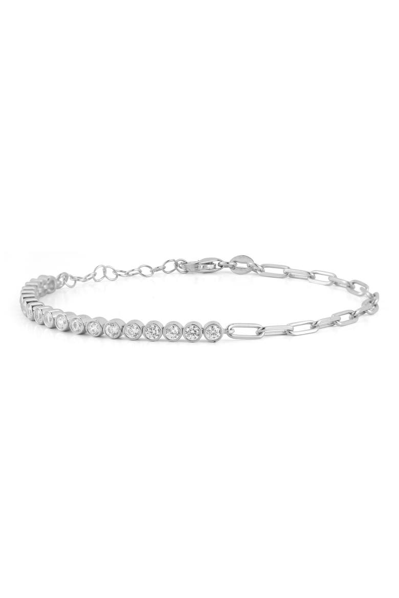 Cubic Zirconia Mixed Chain Bracelet, Main, color, SILVER
