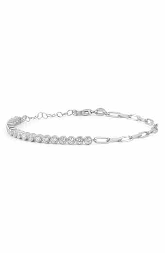 Cubic Zirconia Paper Clip Chain Bracelet