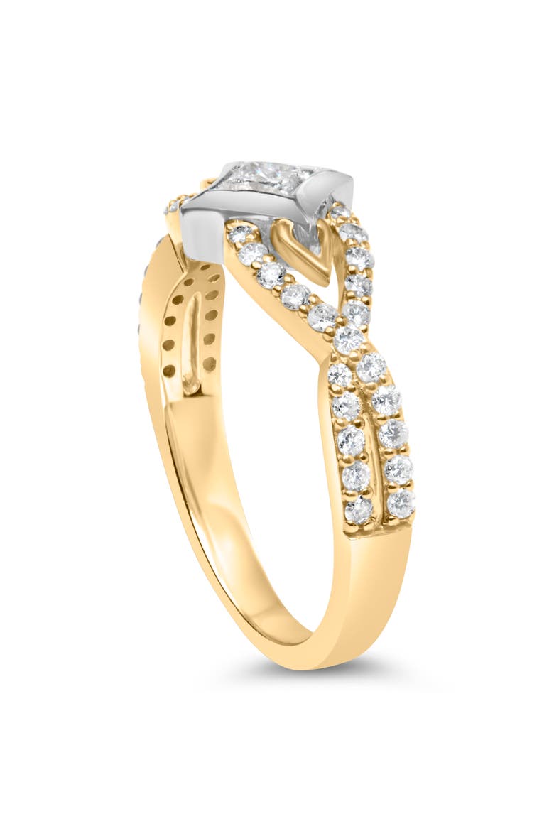 10K Two Tone Color 2/3 Cttw Diamond Kite and Twist Shank Ring, Alternate, color, Yellow