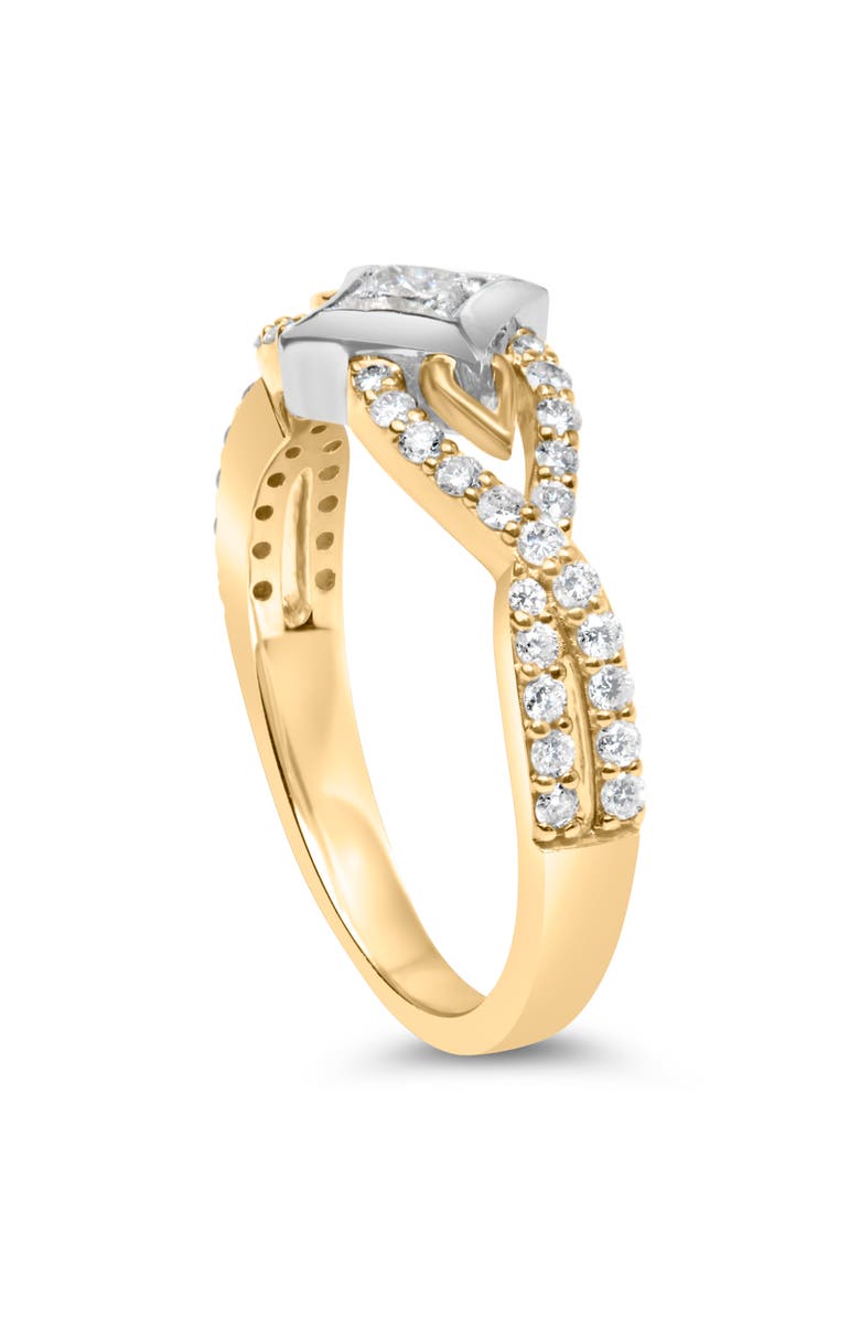 Haus of Brilliance 10K Two Tone Color 2/3 Cttw Diamond Kite and Twist Shank Ring, Alternate, color, Yellow