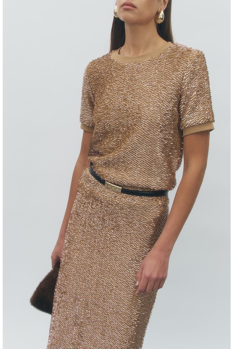 Patricia Beaded Cropped Top, Alternate, color, BRONZE