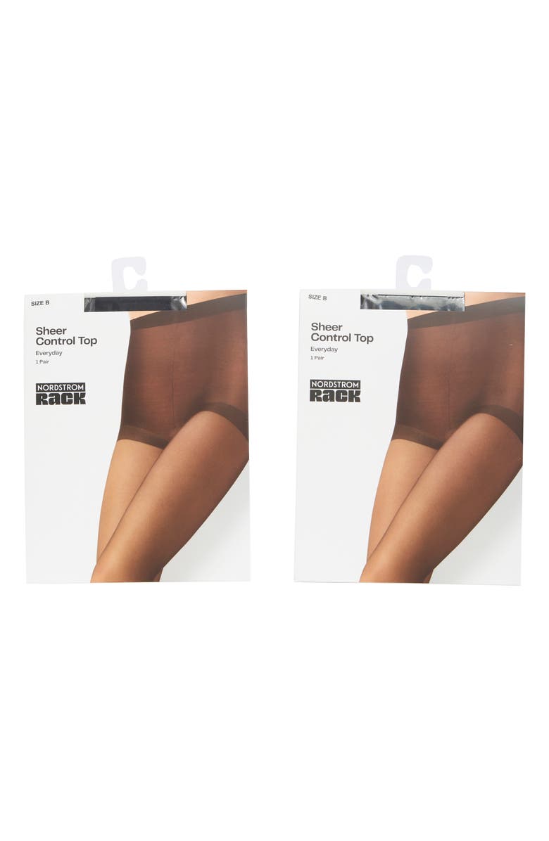 NORDSTROM RACK 2-Pack Sheer Control Top Pantyhose, Alternate, color, Raven