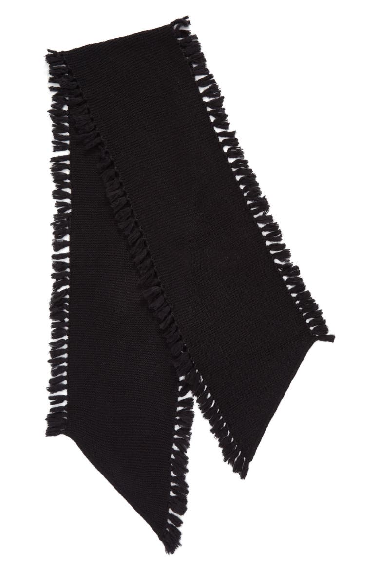 Asymmetrical Fringed Muffler, Alternate, color, BLACK