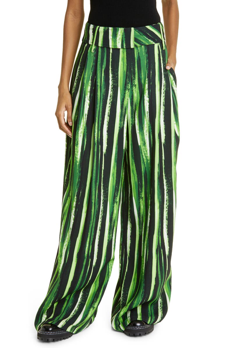 Proenza Schouler Painted Stripe Silk & Cashmere Wide Leg Pants, Main, color, 