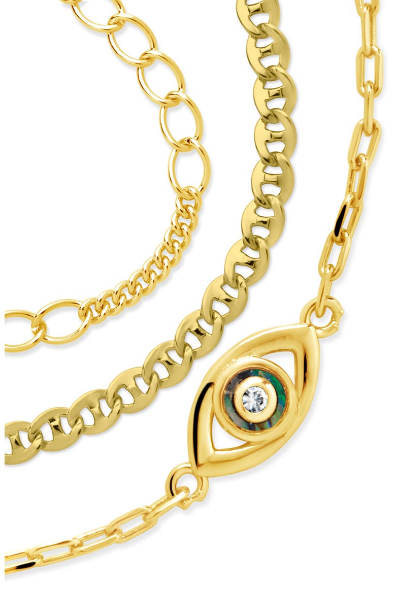Set of 3 Chain Bracelets, Alternate, color, GOLD