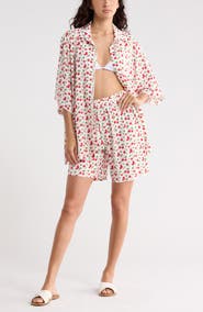 Abound Easy Printed Cover-Up Shirt & Shorts Set