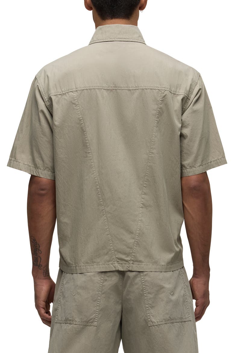 Utility Oversize Short Sleeve Cotton & Nylon Snap-Up Shirt, Alternate, color, LAUREL
