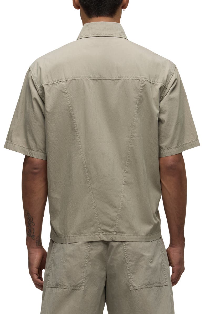 Hudson Jeans Utility Oversize Short Sleeve Cotton & Nylon Snap-Up Shirt, Alternate, color, Laurel