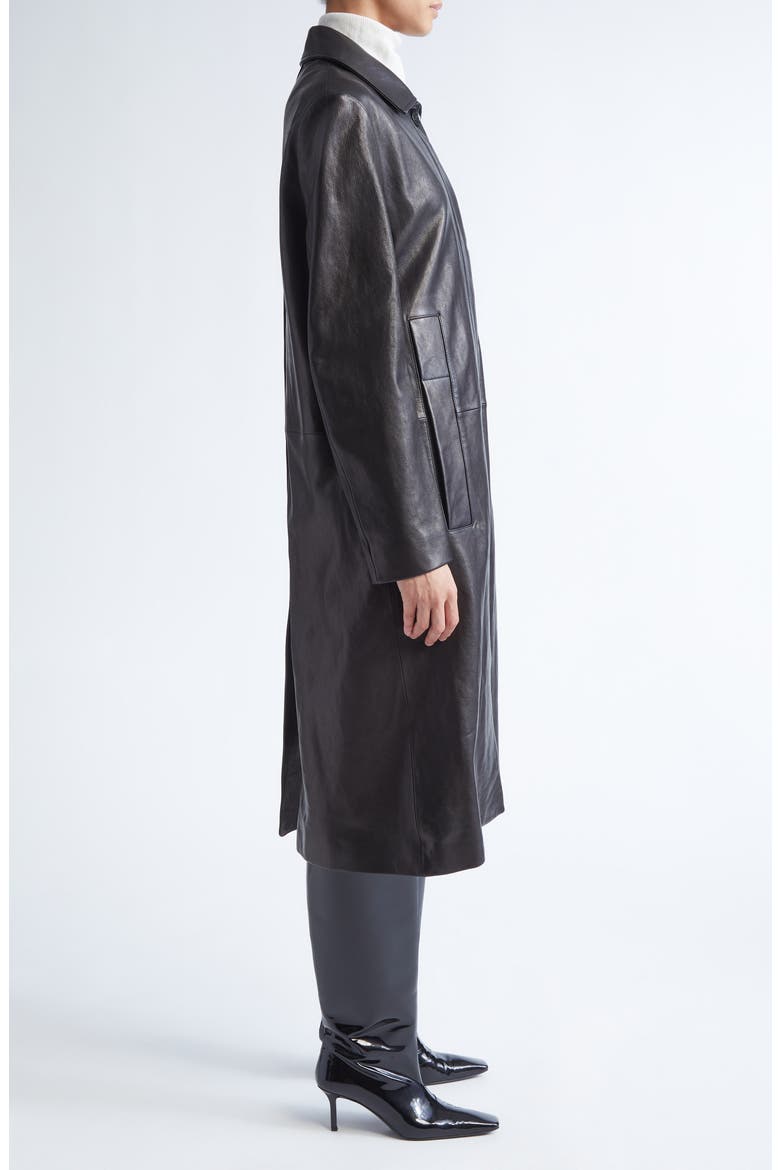 Nissi Leather Coat, Alternate, color, BLACK