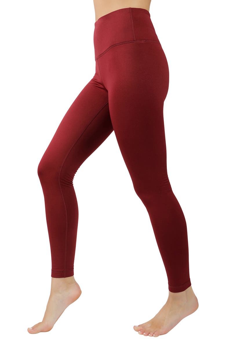 90 DEGREE BY REFLEX Soft Tech Fleece Lined High Rise Leggings, Alternate, color, Burnt Raspberry