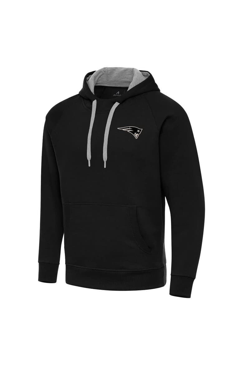 Men's Antigua Black New England Patriots Brushed Carbon Victory Pullover Hoodie, Alternate, color, Black