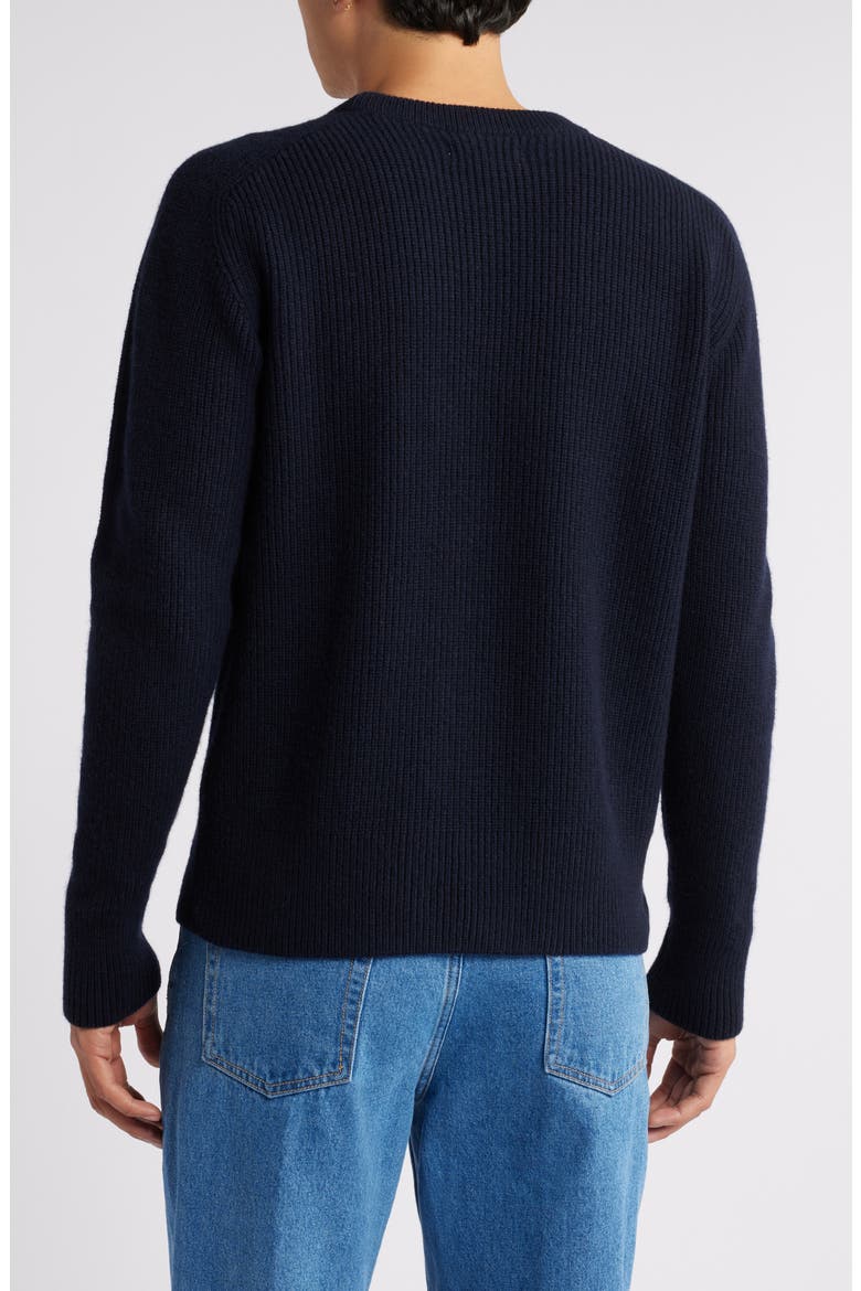 Wool & Cashmere Rib Crewneck Sweater, Alternate, color, DARK NAVY