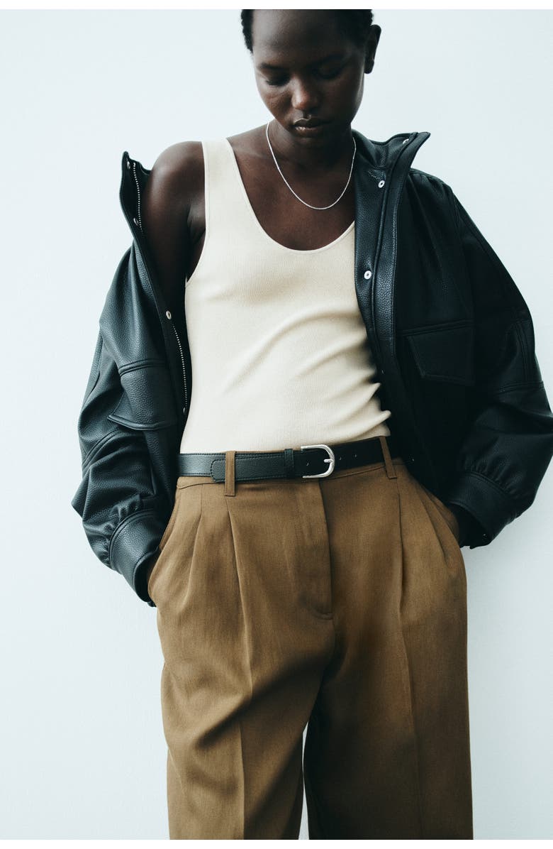 H&M Linen-blend Tailored Trousers, Alternate, color, 