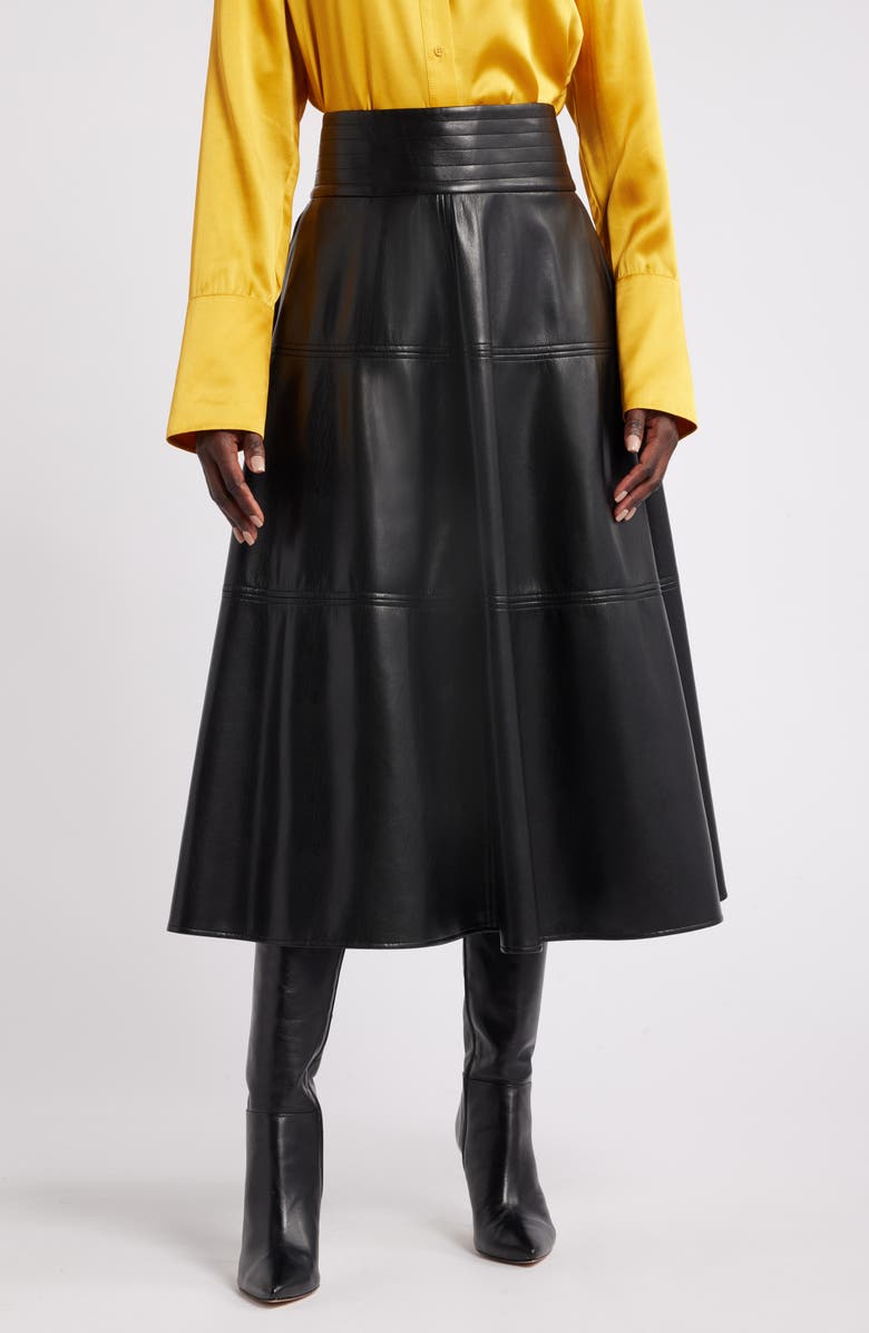 Nordstrom x Harlem's Fashion Row Megan Renee Faux Leather Tiered Skirt, Main, color, 