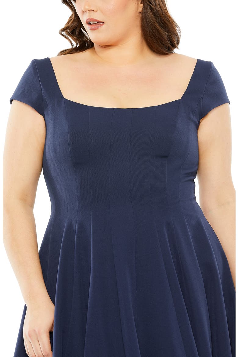 Cap Sleeve Square Neck Ballgown, Alternate, color, MIDNIGHT