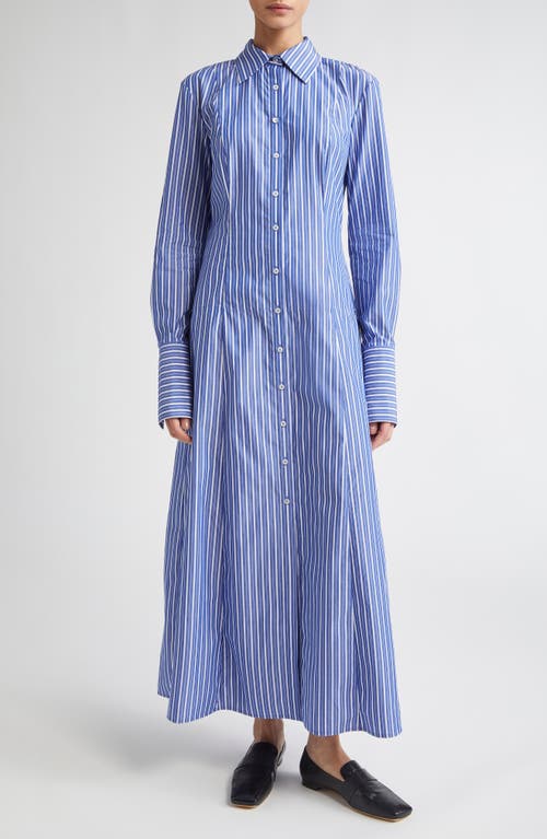 Brandon Maxwell Sammy Striped Collared Midi Shirtdress