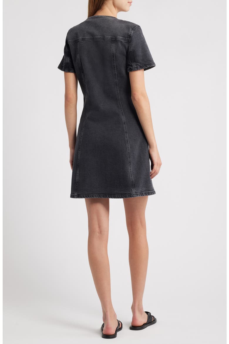 Saratoga Button Front Denim Minidress, Alternate, color, WASHED BLACK