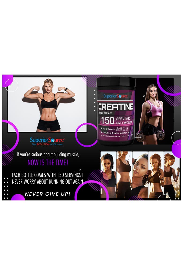 Pure Creatine Monohydrate Powder Supplement, Alternate, color, White