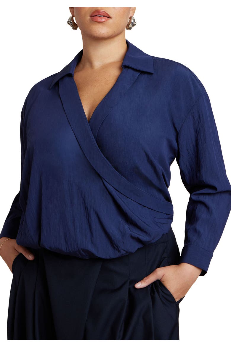 Surplice Collared Top, Main, color, NAVY BLAZER