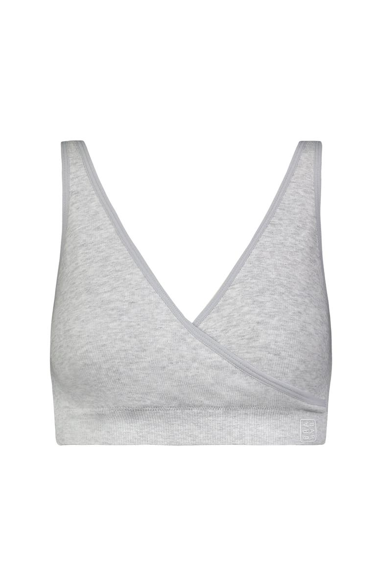 BRABAR Cotton Stretch Rib U-Back Bralette Sports Bra, Main, color, Grey Heather