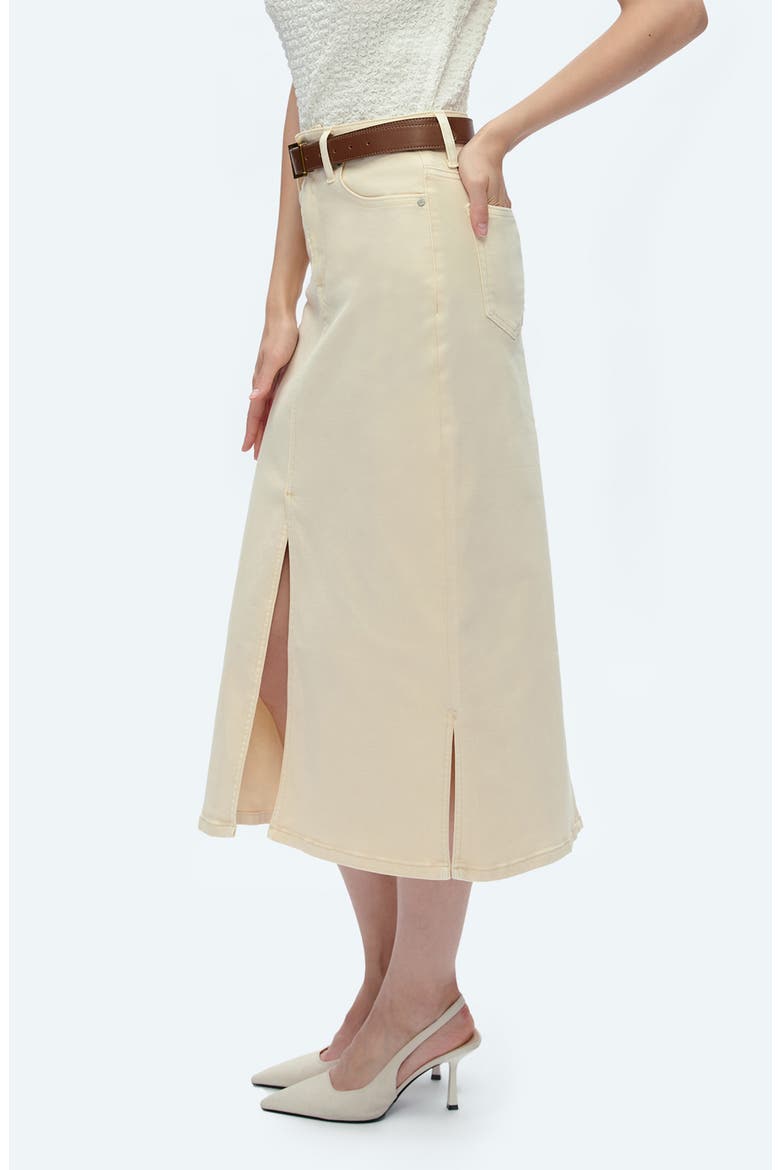 Lila Slit Hem Denim Midi Skirt, Alternate, color, BEIGE
