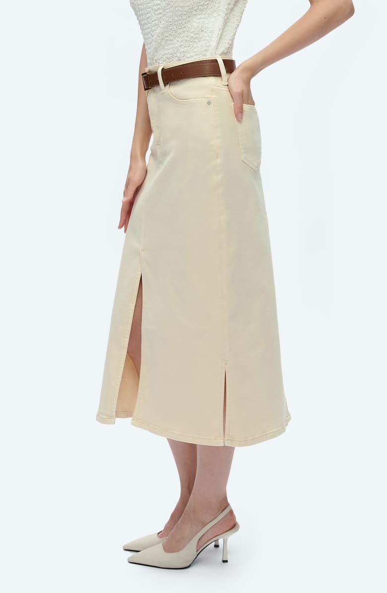 Bayeas Lila Slit Hem Denim Midi Skirt, Alternate, color, Beige