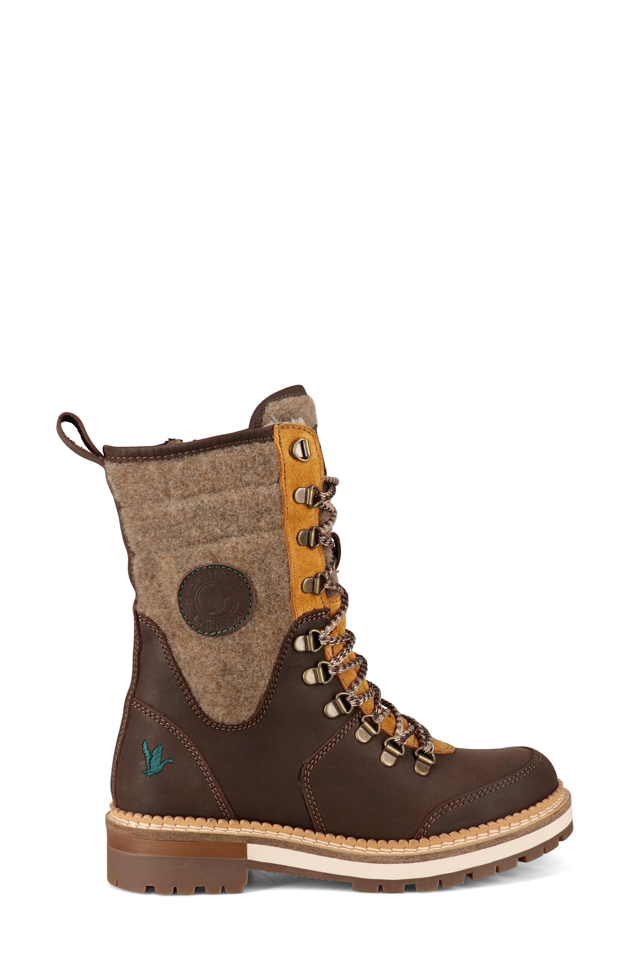 Santana Canada Cariboo Waterproof Mixed Media Boot, Alternate, color, Dark Brown / Saddle