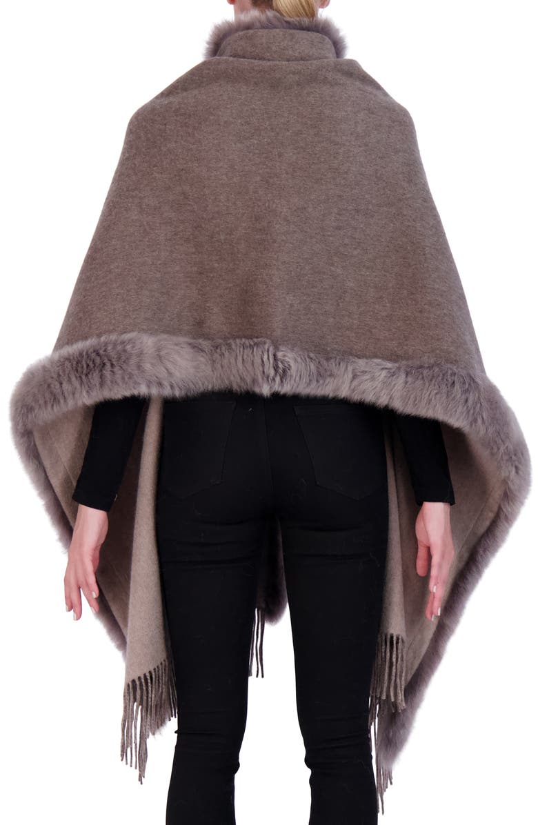 GORSKI Select Double Face Wool/Cashmere Stole With Trim, Alternate, color, Mocha/Taupe