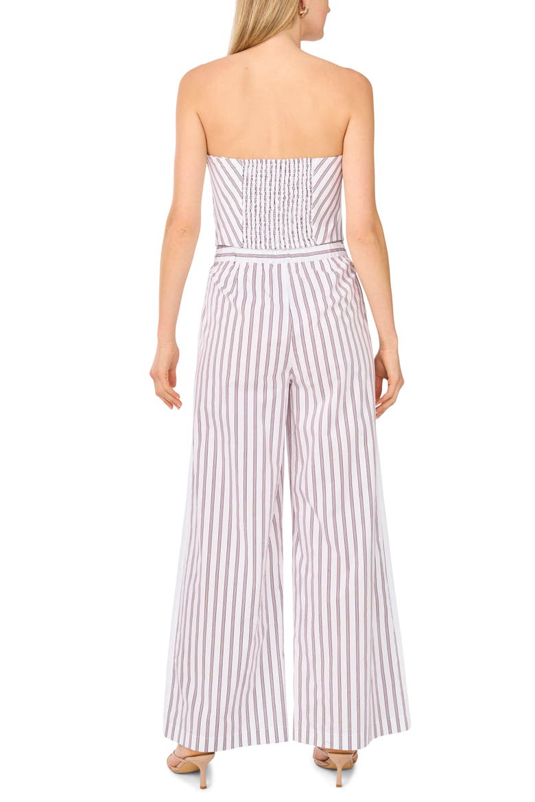 Pinstriped Strapless Cotton Top, Alternate, color, CRISP MERLOT