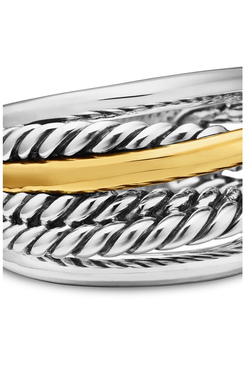 Crossover Narrow Two-Tone Stacked Ring, Alternate, color, STERLING SILVER/ 14K GOLD