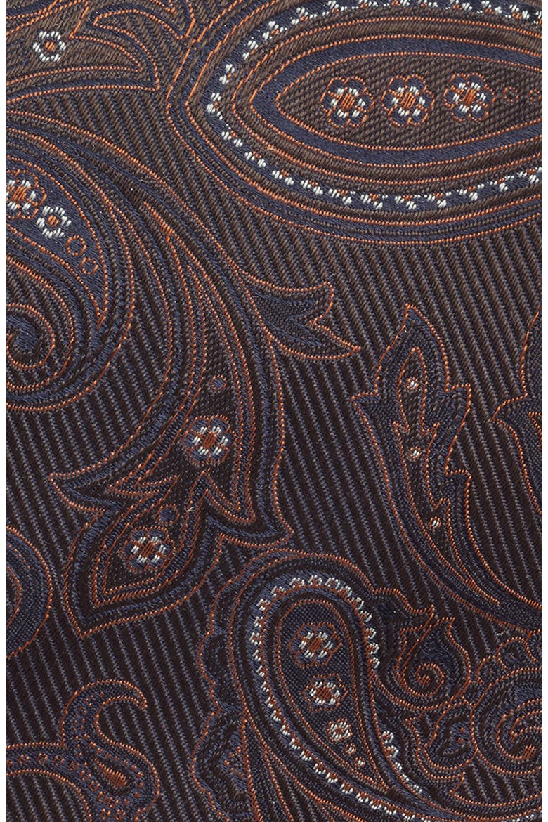 Paisley Silk Tie, Alternate, color, DARK BROWN