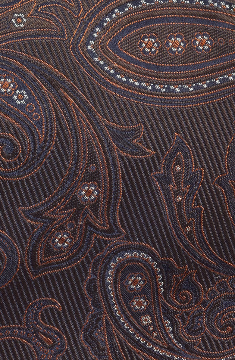 Canali Paisley Silk Tie, Alternate, color, Dark Brown