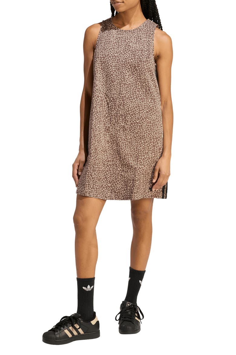 Animal Print Sleeveless Shift Dress, Main, color, EARTH STRATA/ STONE KHAKI